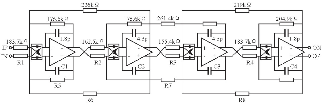图5 四阶切比雪夫Ⅰ型低通滤波器结构图