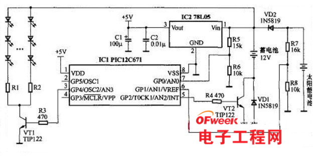 一款新型太阳能led灯控制器电路图设计